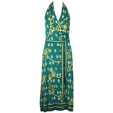 hermes silk wrap halter dress